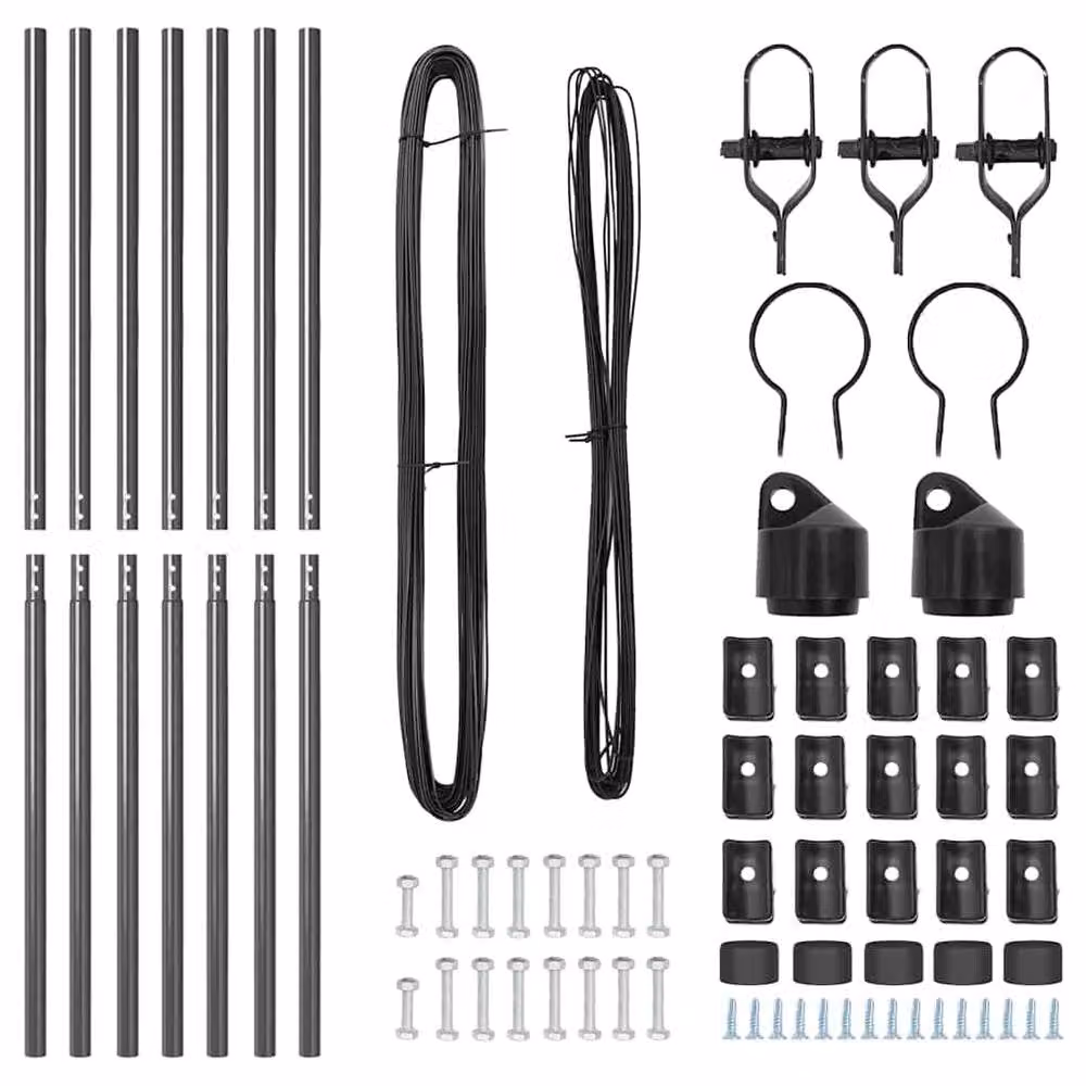 Berkfield Home Set of 7 Round Grey Galvanised Steel Metal Fence Posts, Height: 170 cm – 4