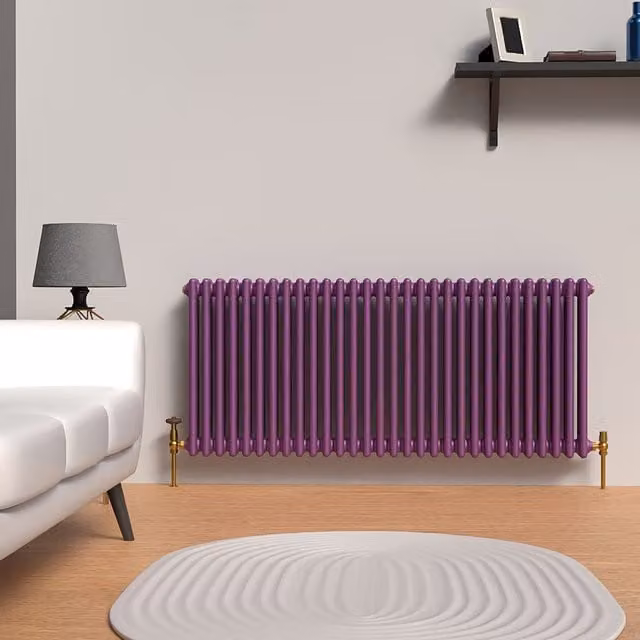 Lux Heat Horizontal Column Radiator in Pretty Plum Purple, W: 60.0 cm, H: 137.0 cm