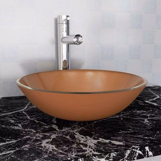 Berkfield Home Brown Tempered Glass Basin, Diameter: 42 cm – 1