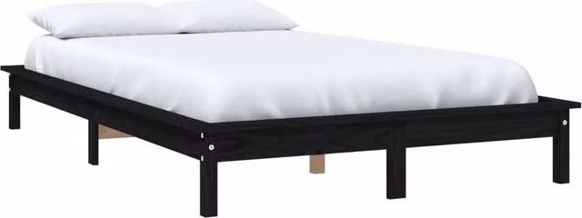 Berkfield Home Beautiful Solid Wood Pine Bed Frame in Black, W/D/H: 160 x 200 cm – 1
