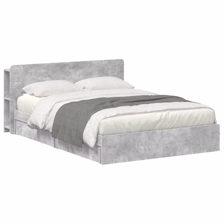 Berkfield Home Modern Bed Frame with Storage Drawers in Concrete Grey, W/D/H: 150 x 200 cm