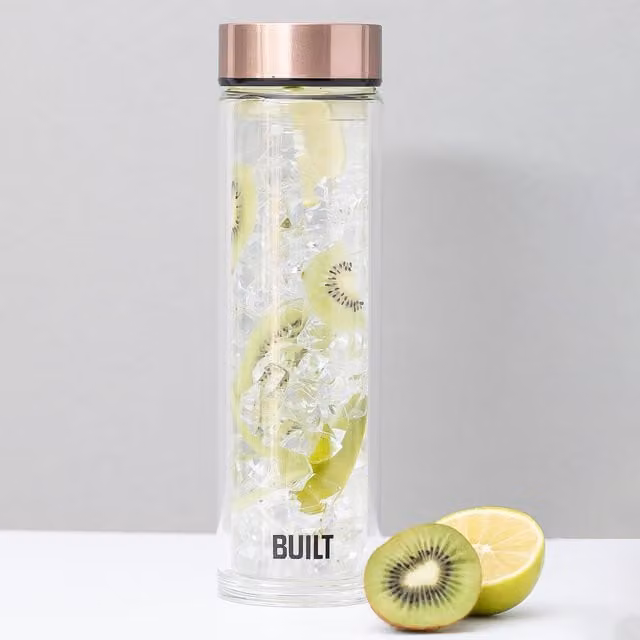 BUILT Tiempo 450ml Insulated Stainless Steel Water Bottle in Gold