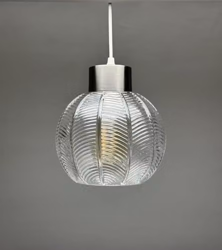 K LIVING Leaf Design Glass Ceiling Pendant Light in Transparent