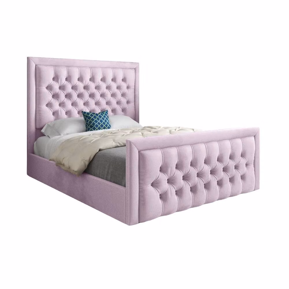Casani Silchester Upholstered King Size Bed Frame in Pink Soft Velvet – 3