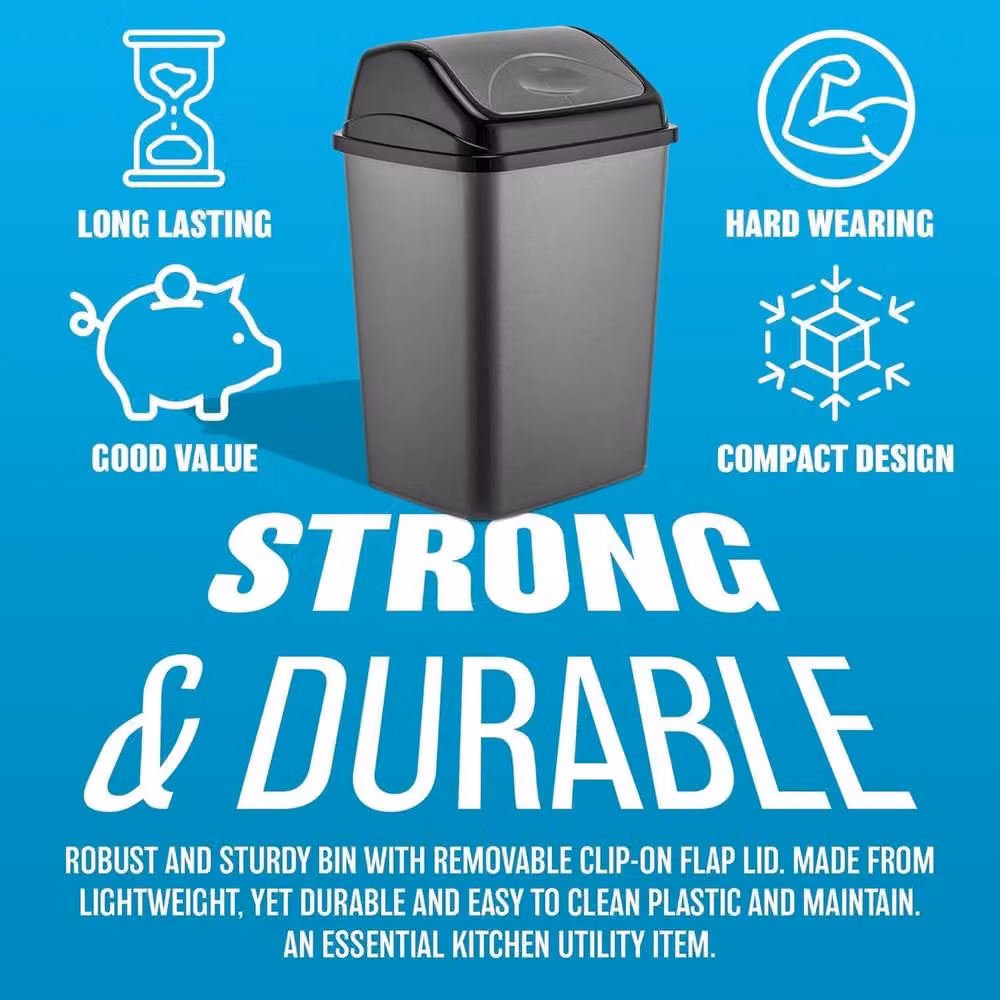 Mantraraj 27 Litre Plastic Swing Lid Recycling Bin in Black – 3