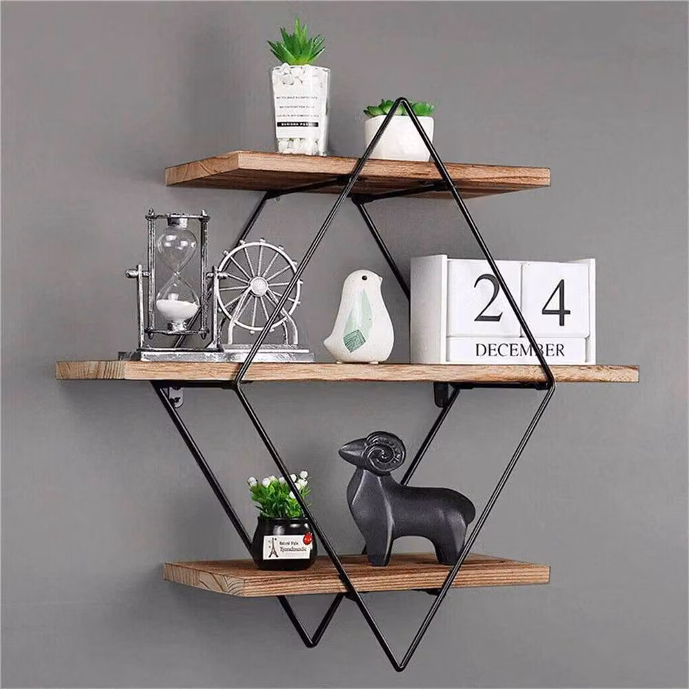 EONLION 3-Tier Brown Rustic Wall Mounted Floating Shelves, Width: 100 cm – 4