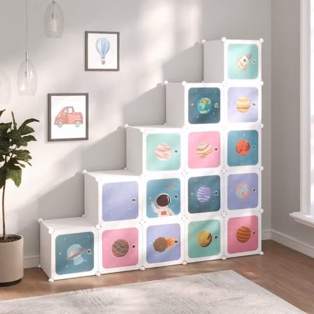 Berkfield Home White 15 Cube Storage Cabinet for Kids – 1