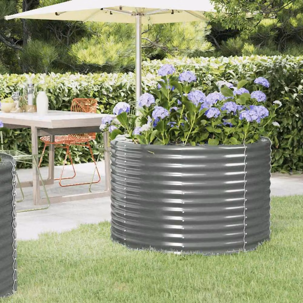 Berkfield Home Garden Grey Steel Raised Bed, W/D/H: 100 x 100 x 68 cm – 2