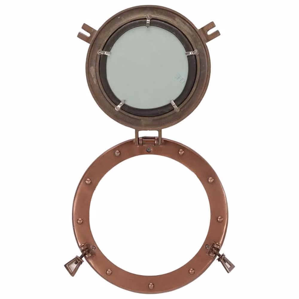 Berkfield Home vidaXL Porthole Wall Hanging Mirror in Copper with Aluminium and Glass, Diameter: 30 cm – 3