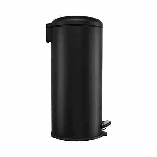 BLACK+DECKER 30 Litre Dome Kitchen Pedal Bin with Soft Close Lid and Removable Inner Bucket in Matte Black Steel – 4