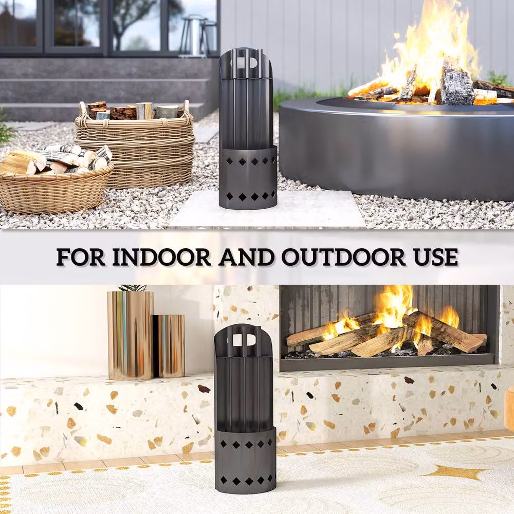 STILVORA Fireplace Companion Set with Bucket and 4 Tools in Black – 8