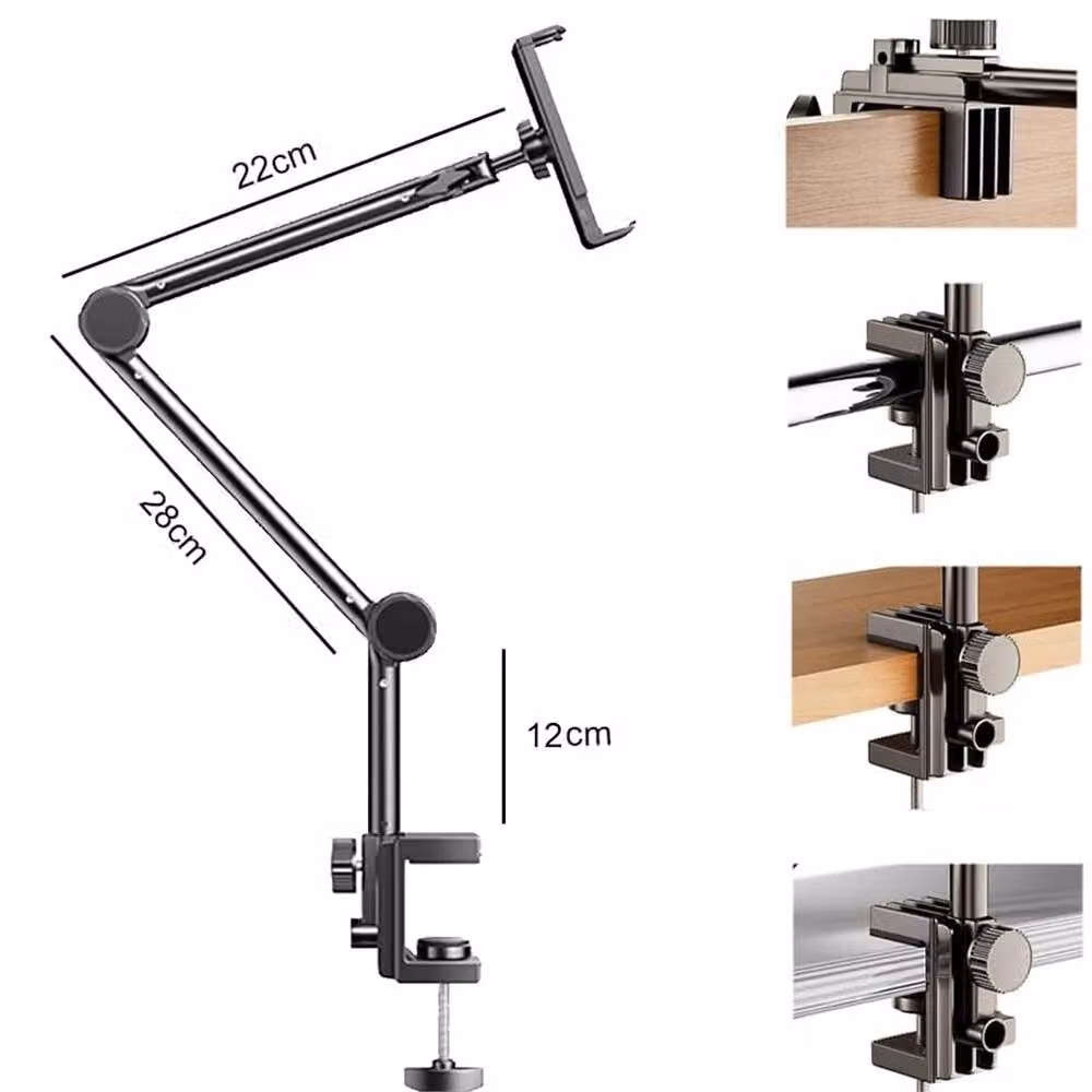 Nordara Foldable Bed Tablet Stand with 3 Metal Arms, Black – 2