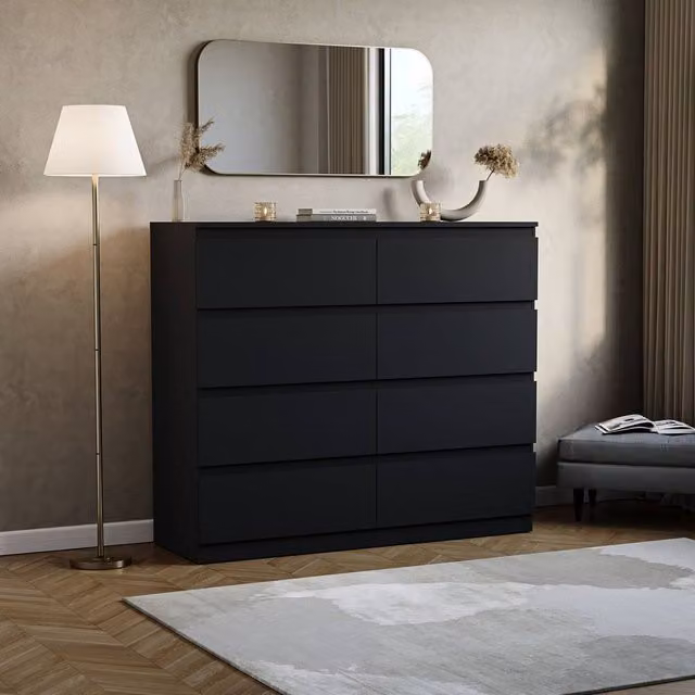 HD Designs Denver 8 Drawer Chest of Drawers in Black