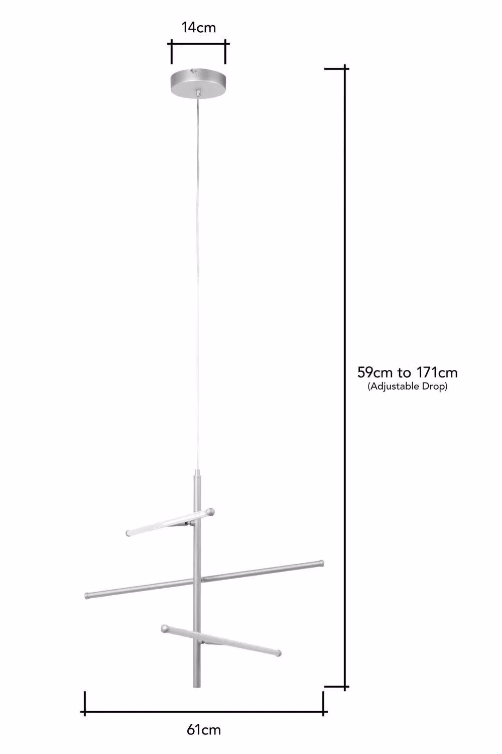 BHS Lighting Zaha Silver Stick LED Suspended Pendant Ceiling Light – 3
