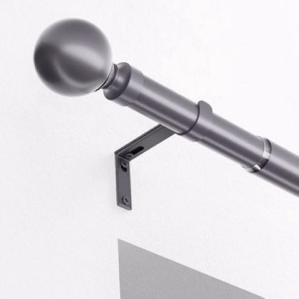 New Edge Blinds 22-25mm Ball End Metal Eyelet Extendable Curtain Pole Set in Grey Anthracite, Width: 170 cm – 2