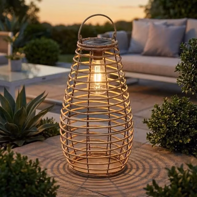Garden Greatness Venus Natural Rattan Solar Garden Lantern, W/D/H: 22.5 x 22.5 x 38.0 cm