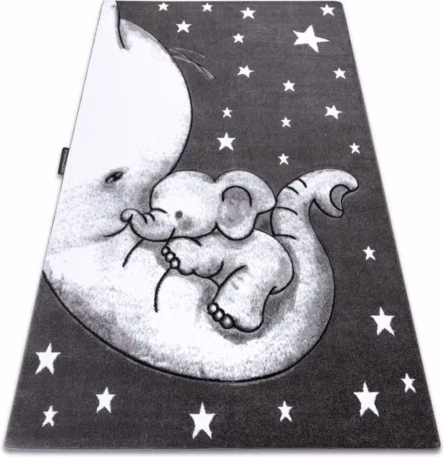 RugsX Petit Grey Kids Motif Rectangular Rug, W: 160 cm, L: 220 cm