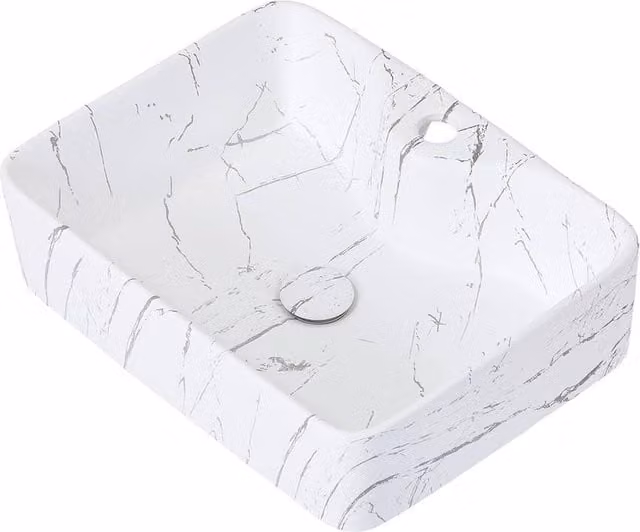 Living and Home Ceramic Countertop Vessel Washbasin in White with Pop-up Waste Kit