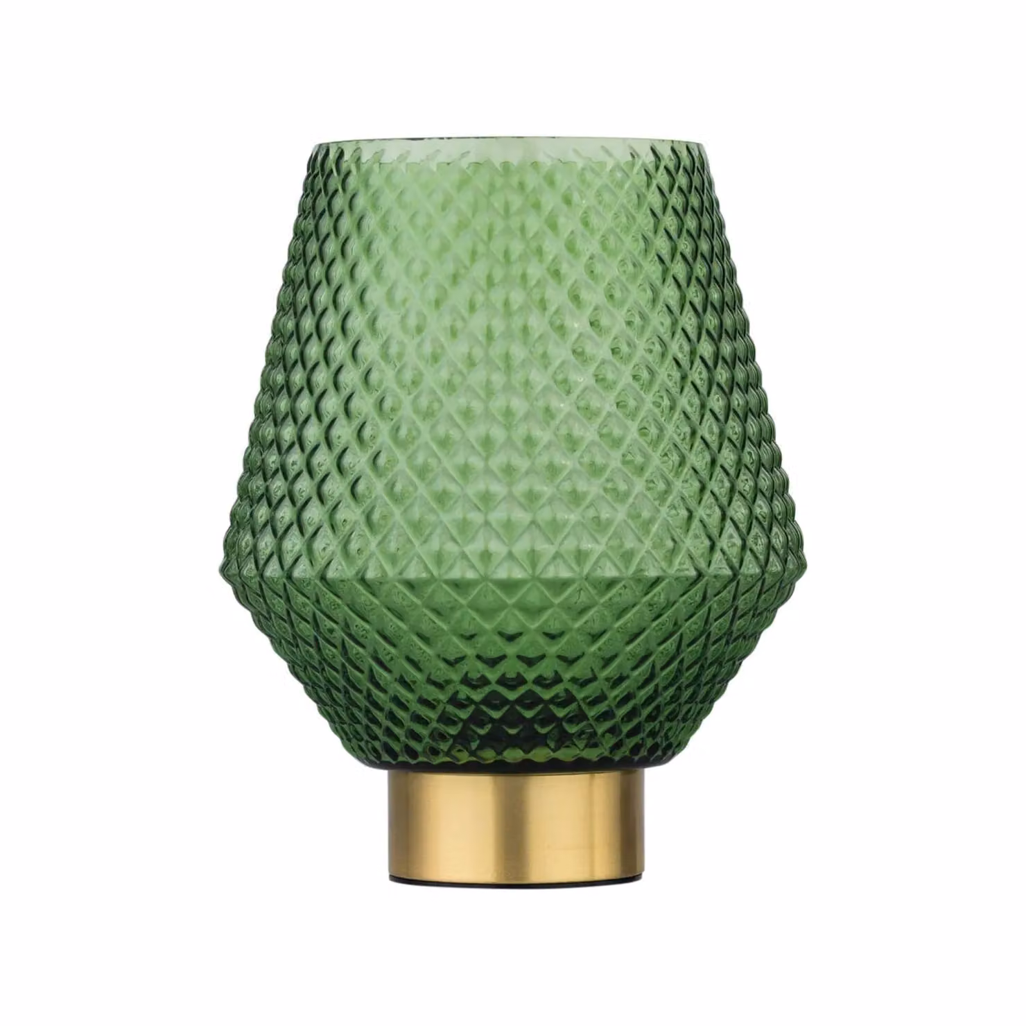 First Choice Lighting Porter Set of 2 Battery Operated Table Lamps in Satin Brass and Green Glass – 2