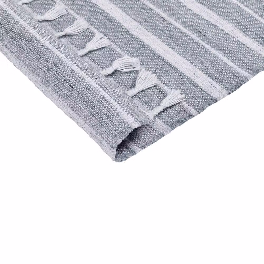 Wyld and Coco Light Grey Striped Handwoven Area Rug for Indoor and Outdoor Use, W: 160 cm, D: 230 cm – 3