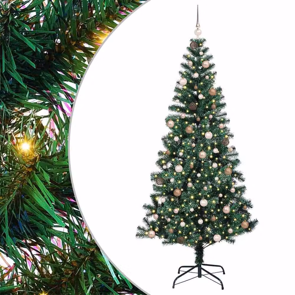 Berkfield Home Artificial Pre-lit Christmas Tree in Green, Height: 240 cm – 2