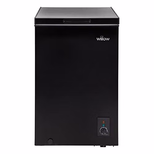 Willow W99CFB Freestanding 99L Chest Freezer with Removable Storage Basket, Black – 1