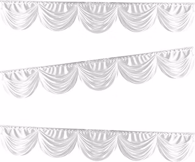 Neel Blue White Ice Silk Detachable Swag Curtain Panel Backdrop – 1