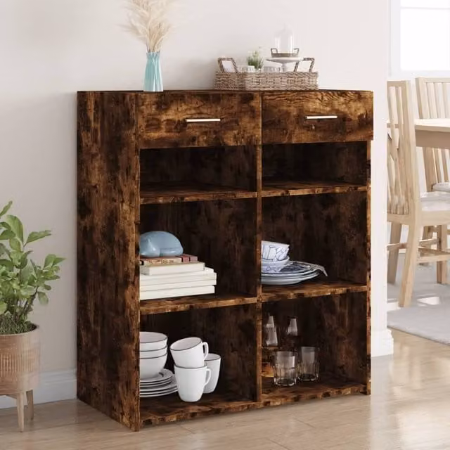 Berkfield Home Smoked Oak Sideboard in Brown, W/D/H: 80 x 42.5 x 93 cm – 1