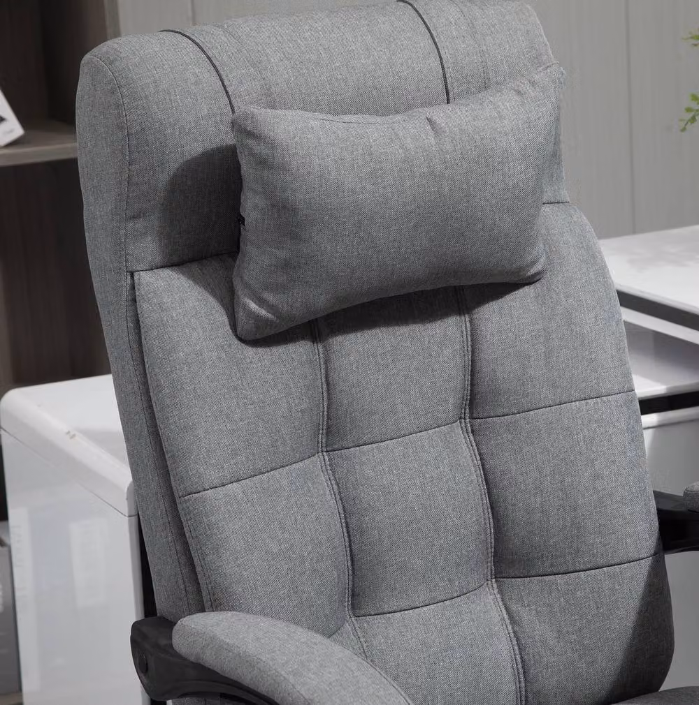 STILVORA Grey Fabric Office Task Chair with Footrest and Headrest – 4