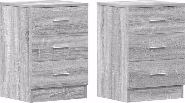 Berkfield Home Set of 2 Grey Sonoma Bedside Cabinets in Engineered Wood, W/D/H: 38 x 35 x 56 cm