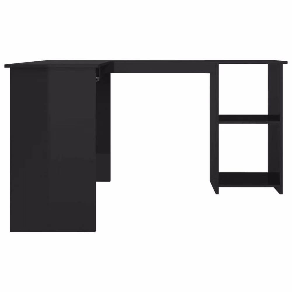 Berkfield Home L-Shaped Corner Desk in High Gloss Black, W/D/H: 120 x 140 x 75 cm – 3