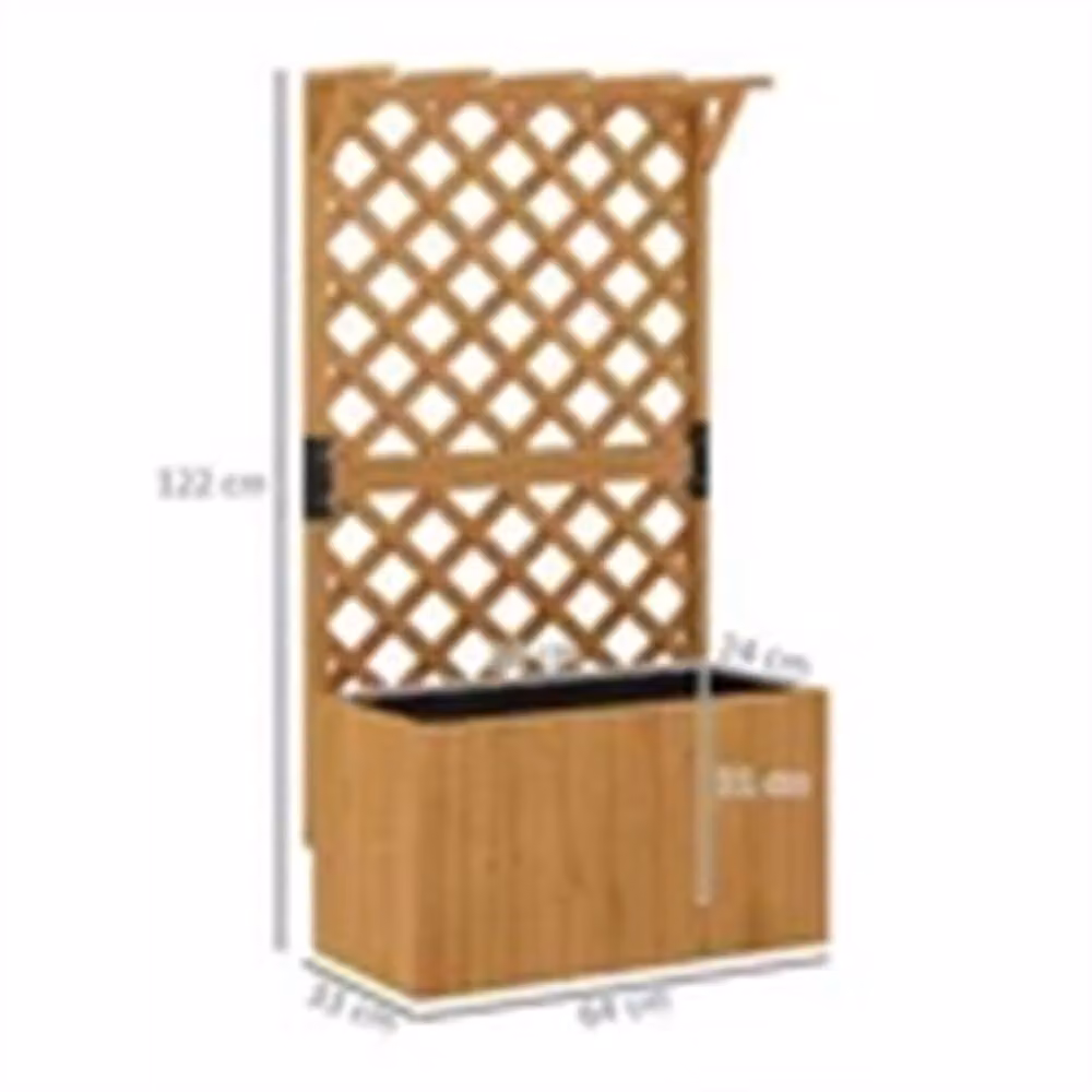 Nordara Trellis Wooden Raised Garden Bed in Brown, W/D/H: 122 x 64 x 33 cm – 2