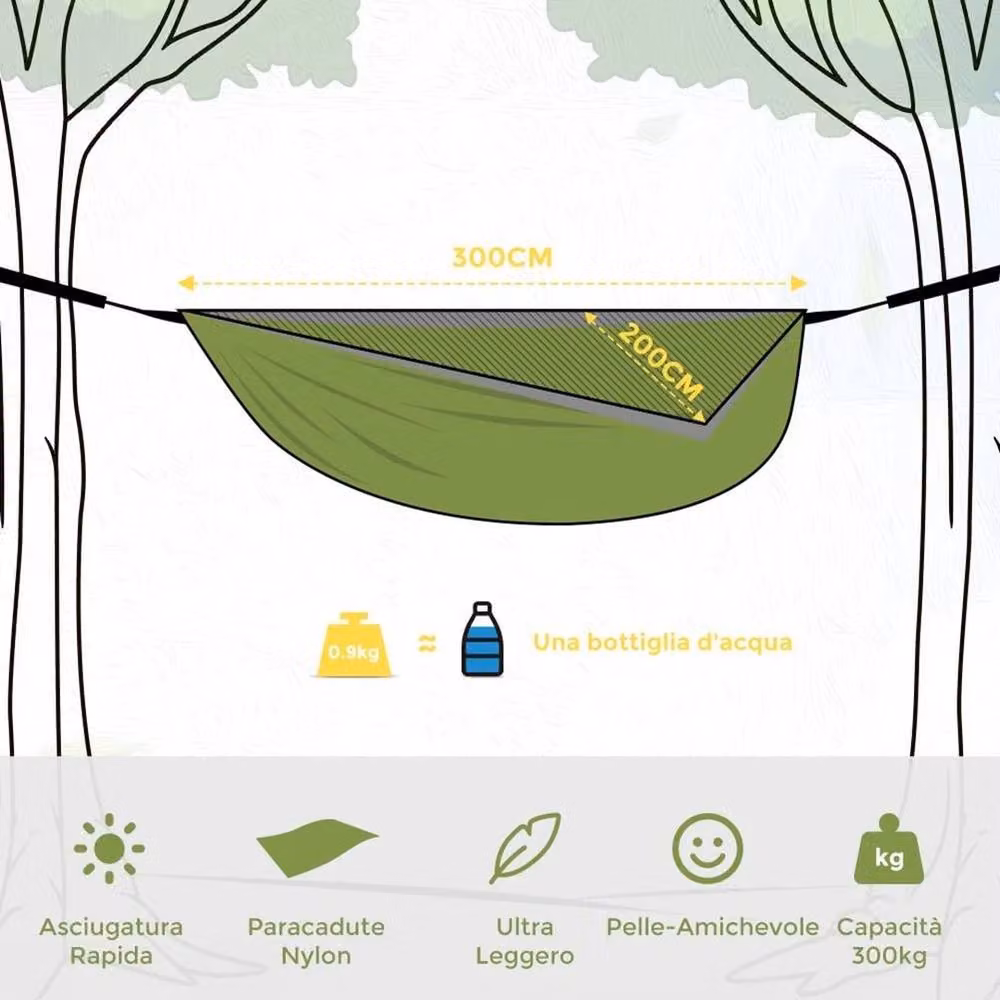 KORVIXA Double Camping Hammock, Green, Width: 100 cm – 2