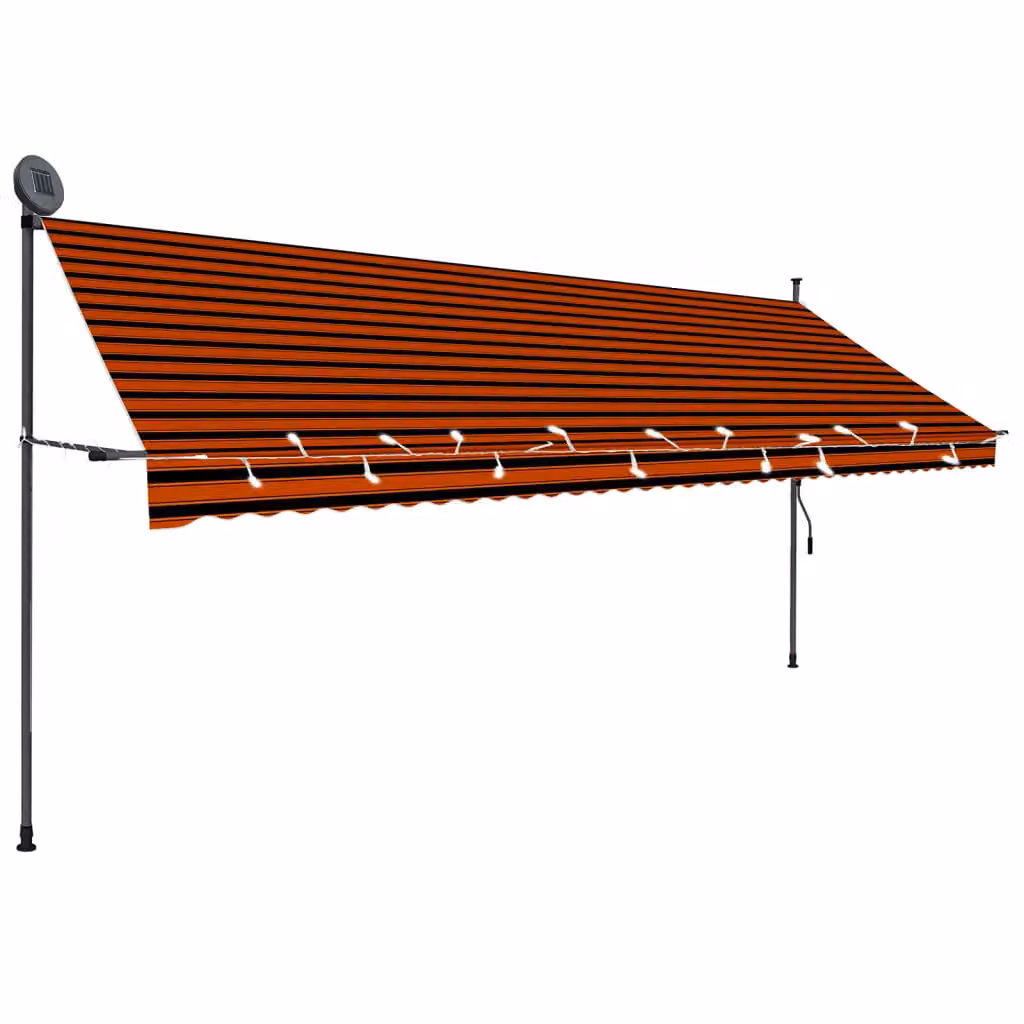 Berkfield Home Manual Retractable Awning with LED, Orange and Brown, Width: 400 cm – 2