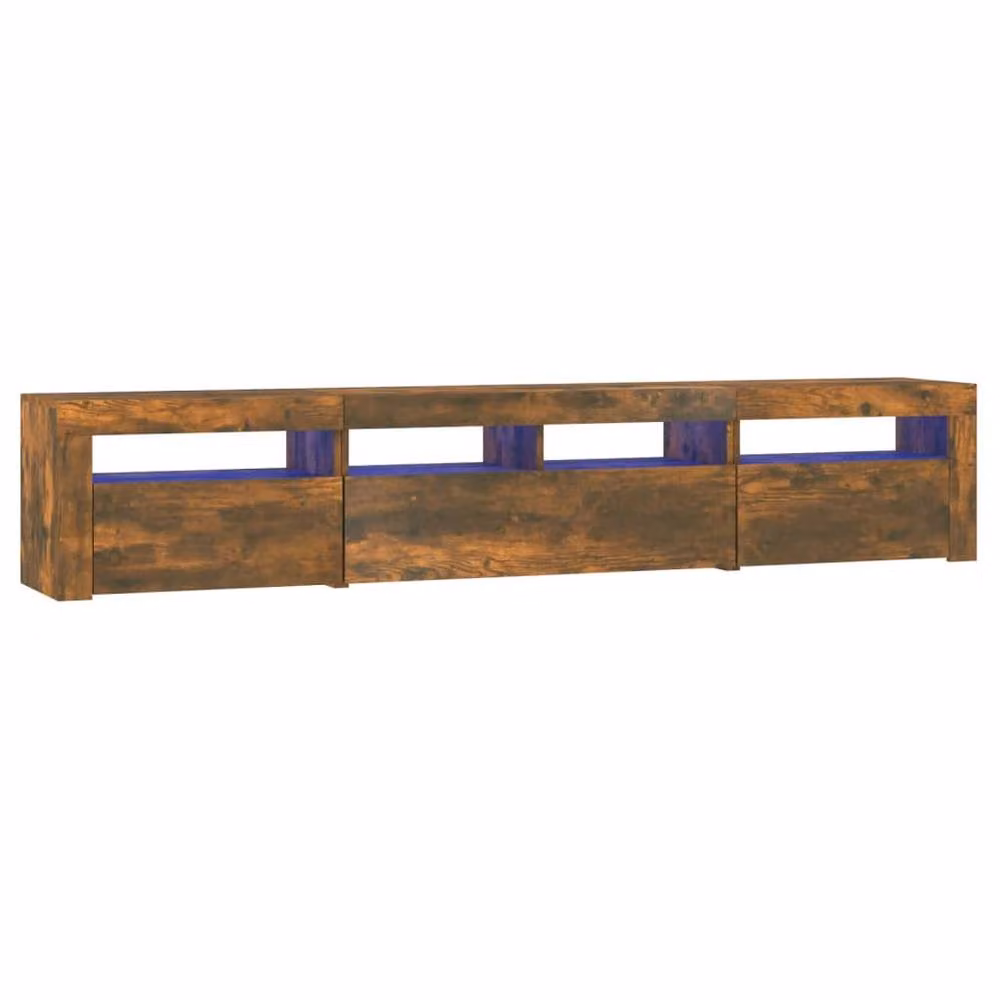 Berkfield Home Modern TV Cabinet with LED Lights in Smoked Oak Brown, W: 210 cm, D: 40 cm, H: 35 cm – 2