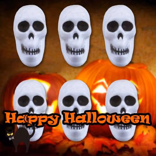 VFM e-Store White Skull and Pumpkin Set of Six Plastic Halloween Party Decorations – 7