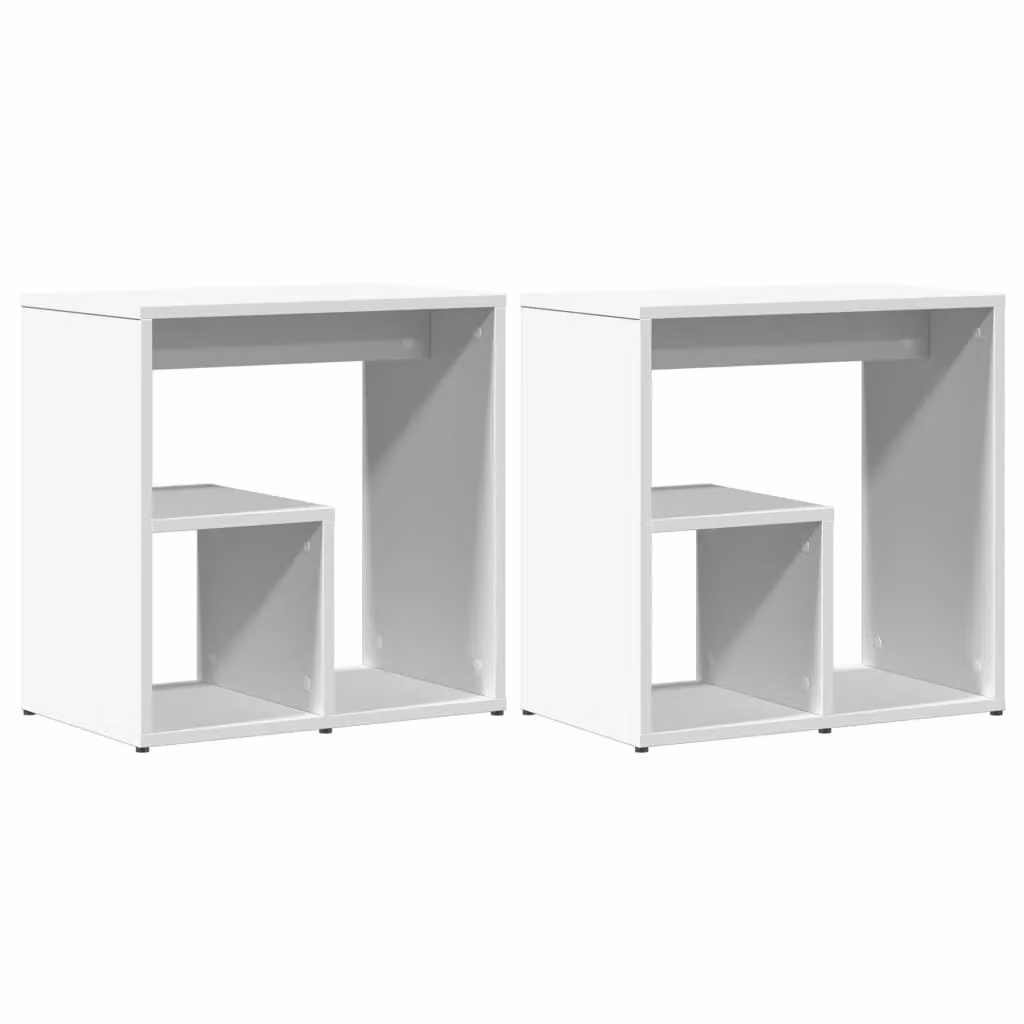 Berkfield Home Set of 2 White Side Tables in Engineered Wood, W/D/H: 50 x 30 x 50 cm – 2