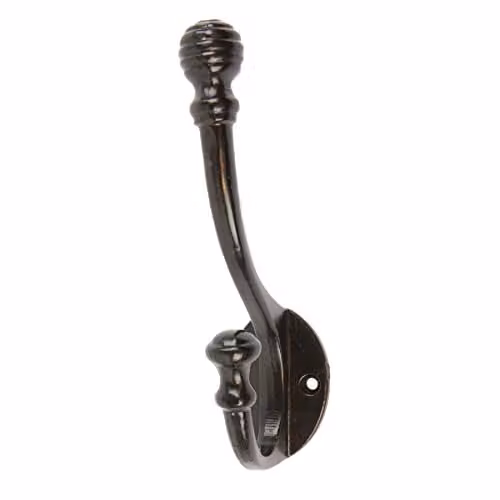 Hammer and Tongs Ball End Hat and Coat Wall Hook in Black or Gold, H 135mm x W 35mm
