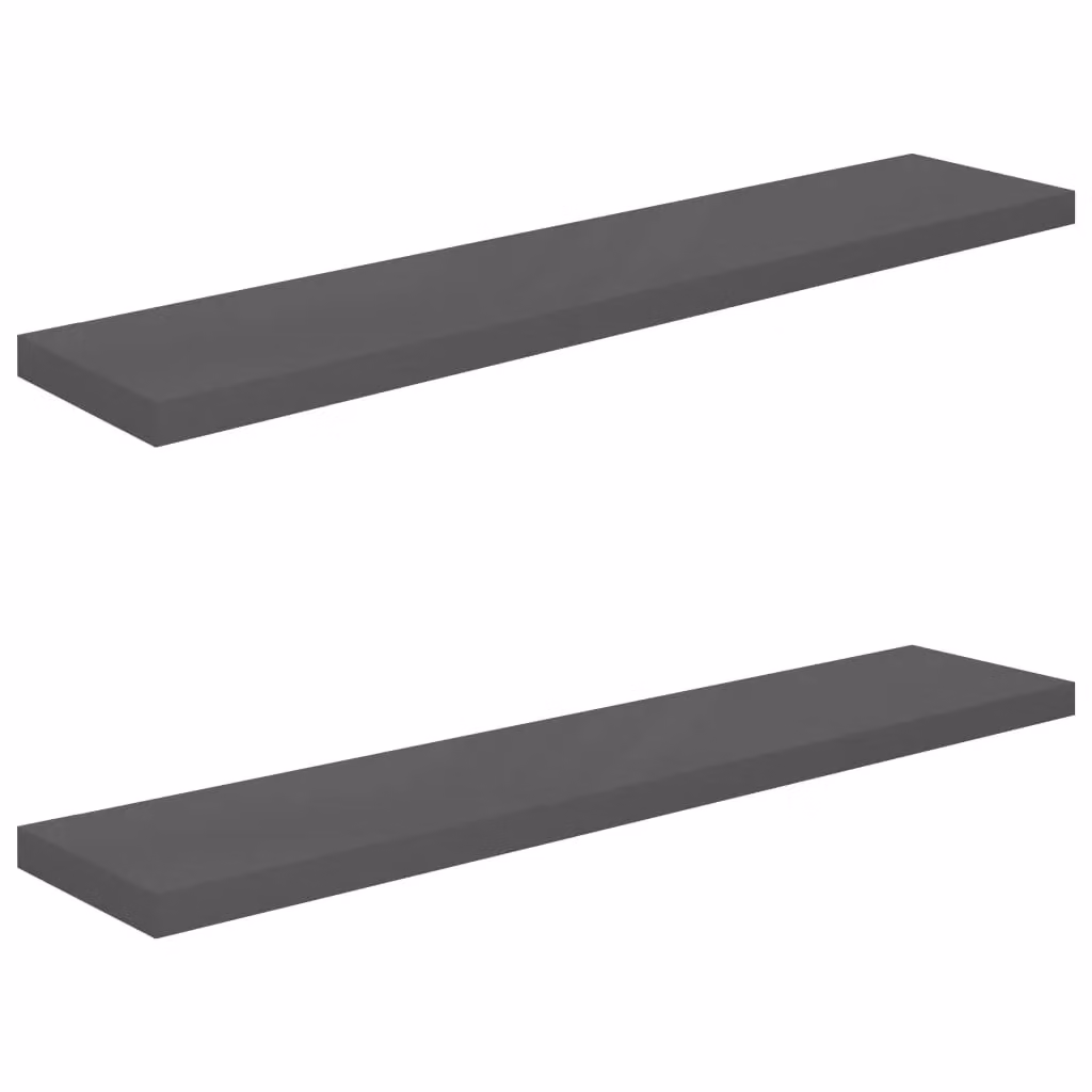 Berkfield Home Floating Wall Shelves, 2 Piece, High Gloss Grey, W: 120 cm, D: 23.5 cm, H: 3.8 cm – 2