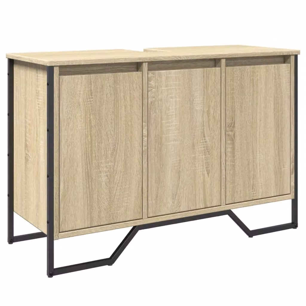 Berkfield Home Sonoma Oak Wall Mounted Bathroom Sink Cabinet, W/D/H: 91 x 35 x 60 cm – 1