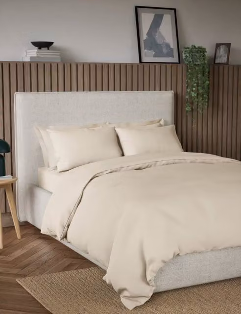 M&S 300 Thread Count Pure Cotton Bedding Set, Beige, 200 x 200 cm
