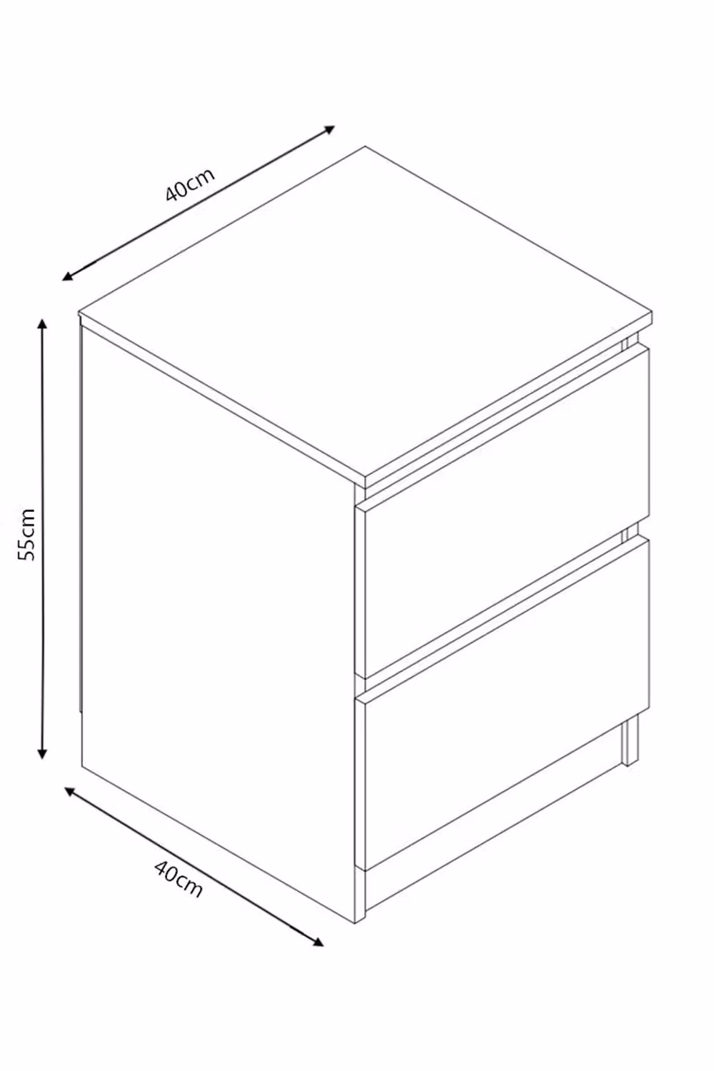 FWStyle Stora White Gloss 2 Drawer Bedside Chest Nightstand – 4