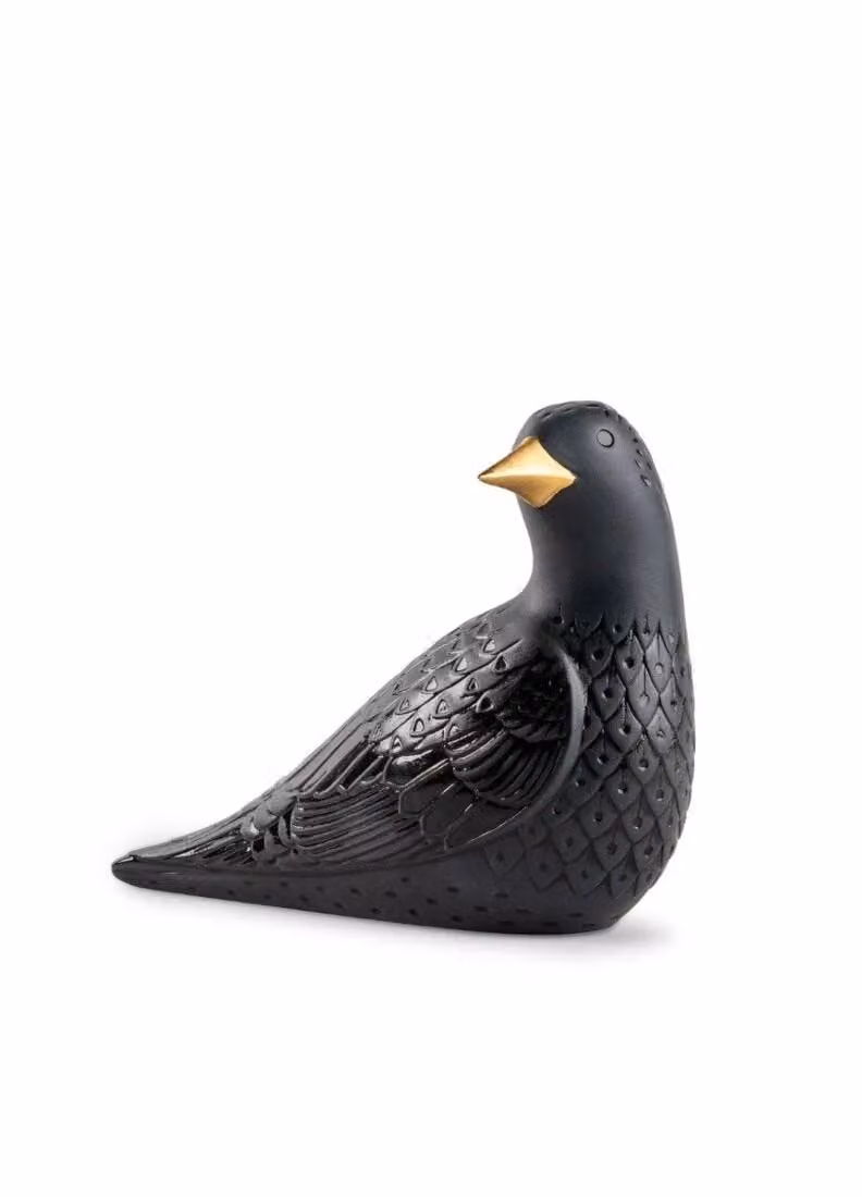 Lladró Starling II Porcelain Figurine in Black and Gold