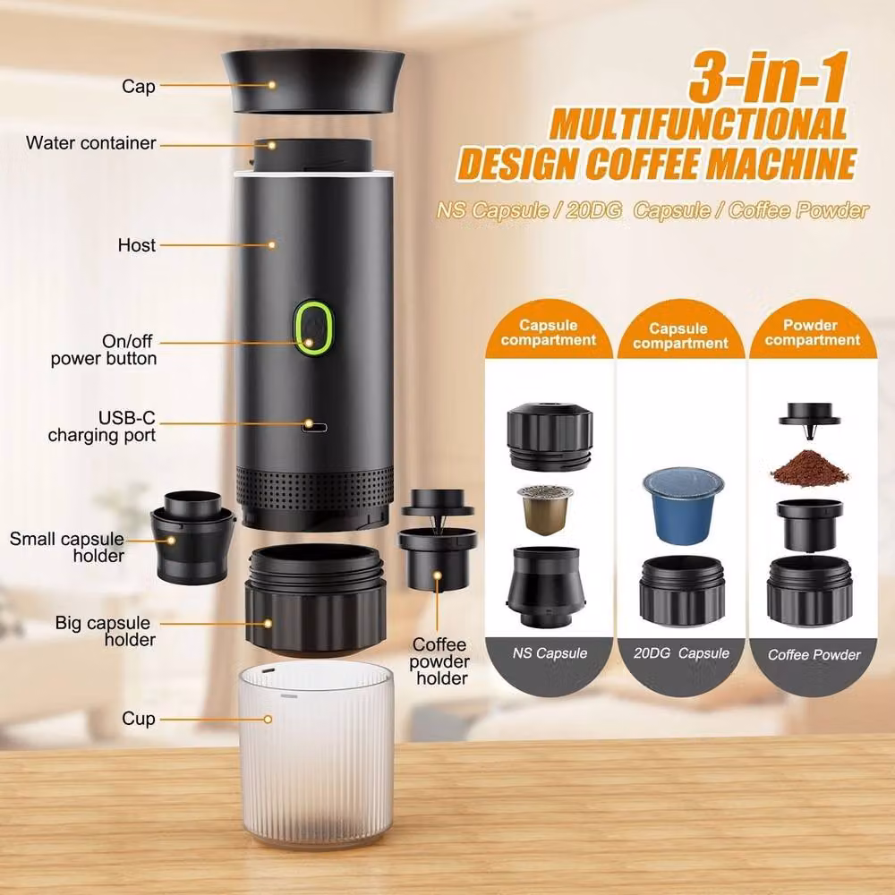 FLAVORA 3-in-1 Portable Wireless Espresso Maker in Black – 2