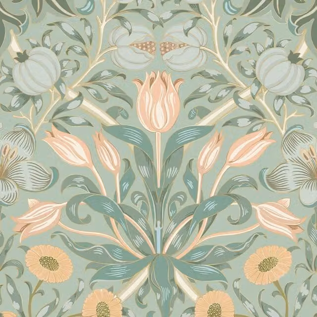 I Love Wallpaper Pomegranate Grove Botanical Floral Wallpaper in Sage Green and Yellow