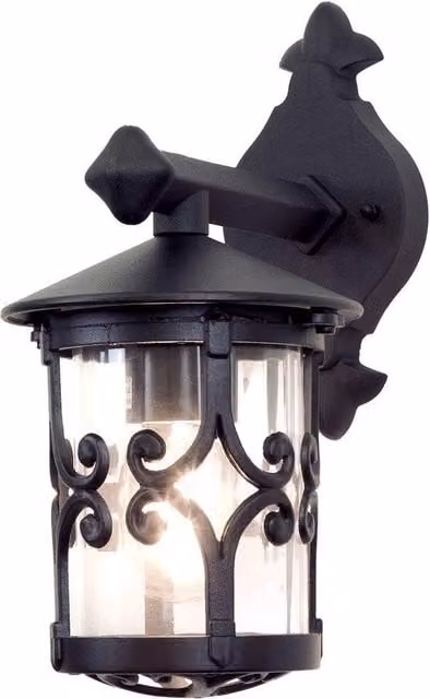 Netlighting Hereford Black Metal Outdoor Wall Lantern with Transparent Glass and E27 Socket