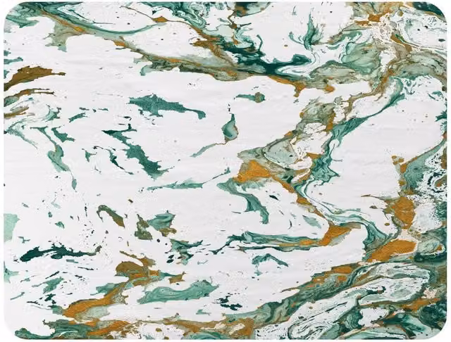 Benjamin Tate Design Green, Gold and Beige Geometric Marble Fleece Blanket, W: 120 cm, D: 150 cm – 2