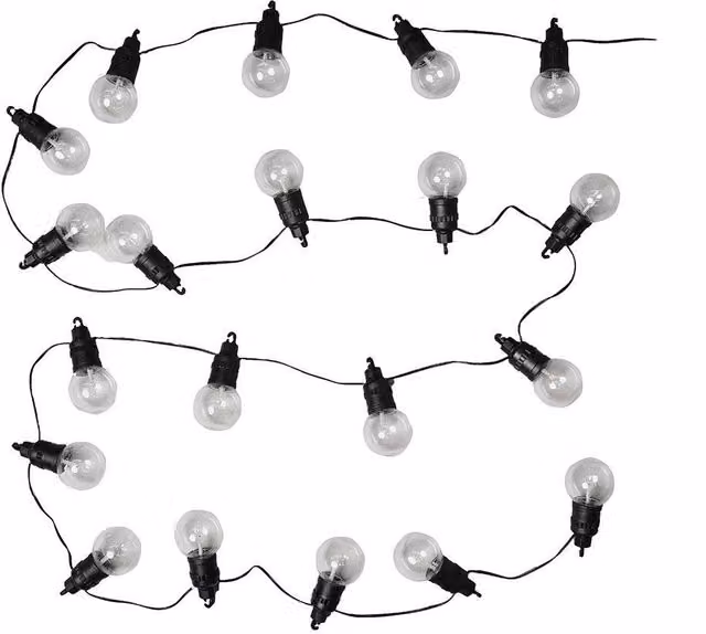 ValueLights Black Outdoor LED Festoon String Lights with 30 Warm White Vintage Glass Spheres – 1
