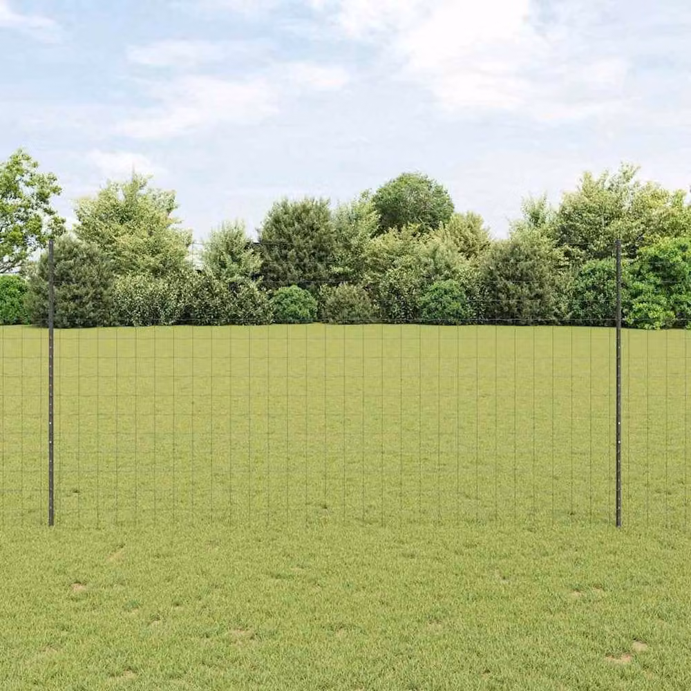 Berkfield Home Euro Fence Steel U-Profile with 10 U-Posts, Grey, W: 10 m, H: 1.6 m – 2