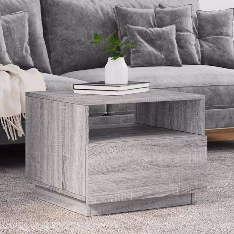 Berkfield Home Modern Coffee Table with LED Lights in Grey Sonoma, W: 50 cm, D: 49 cm, H: 40 cm